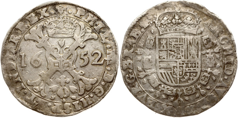 Spanish Netherlands, Brabant. Philip IV (1621-1665). Patagon 1652, Brussels. Sil...