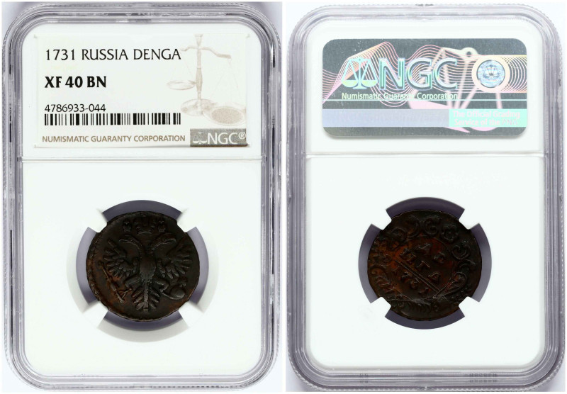 Russia. Anna Ioannovna (1730-1740). Denga 1731. Copper. Bitkin 272. NGC XF 40 BN