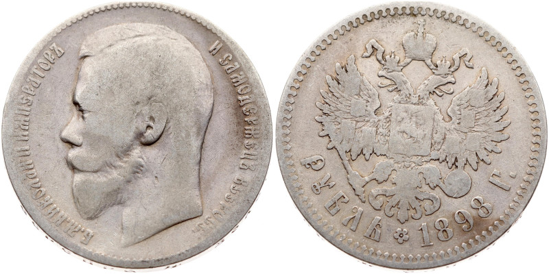 Russia. Nicholas II (1894-1917). Rouble 1898 (**), Brussels. Silver 19.47 g. Bit...