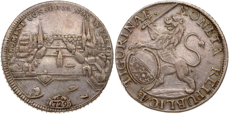 Switzerland, Zürich. Taler 1729. Silver 27.10 g. KM 143.2. Patina. Av. repaired....