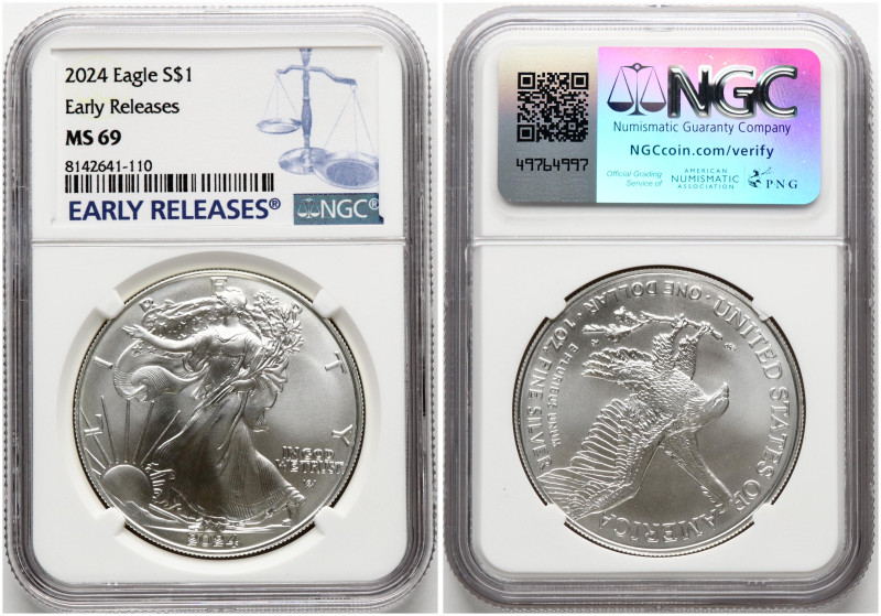 USA. Dollar 2024, 'American Silver Eagle', New Reverse Bullion Coin. Early Relea...