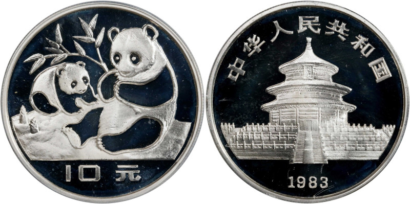 CHINA. Silver 10 Yuan, 1983. Panda Series. PCGS PROOF-68 Deep Cameo.
KM-67; PAN...