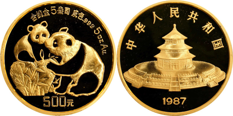 CHINA. Gold 500 Yuan (5 Ounces), 1987. Panda Series. NGC PROOF-69 Ultra Cameo.
...