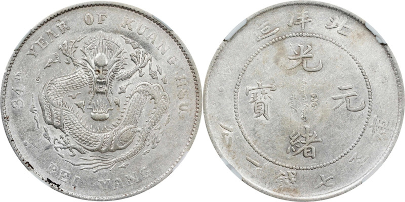 (t) CHINA. Chihli (Pei Yang). 7 Mace 2 Candareens (Dollar), Year 34 (1908). Tien...