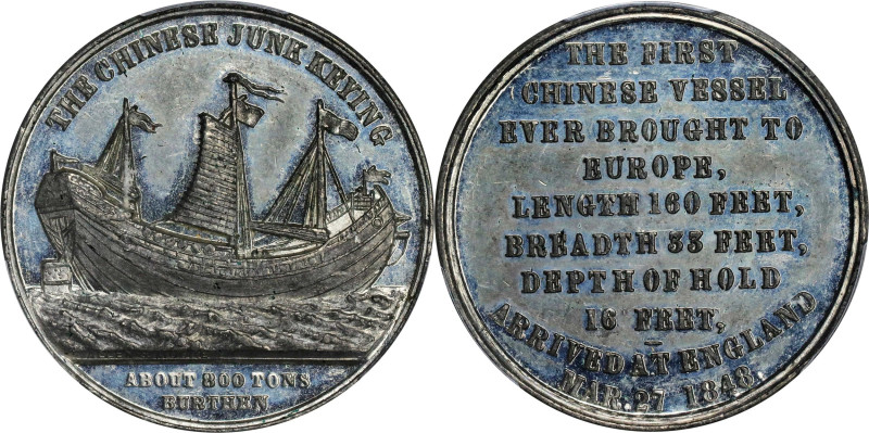 CHINA. China - Great Britain. Voyage of the Junk "Keying" White Medal, 1848. PCG...