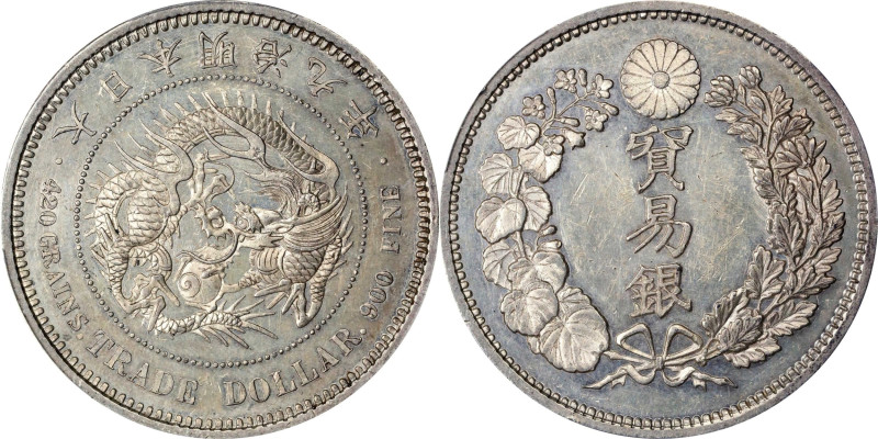 JAPAN. Trade Dollar, Year 9 (1876). Osaka Mint. Mutsuhito (Meiji). PCGS MS-61 Pr...