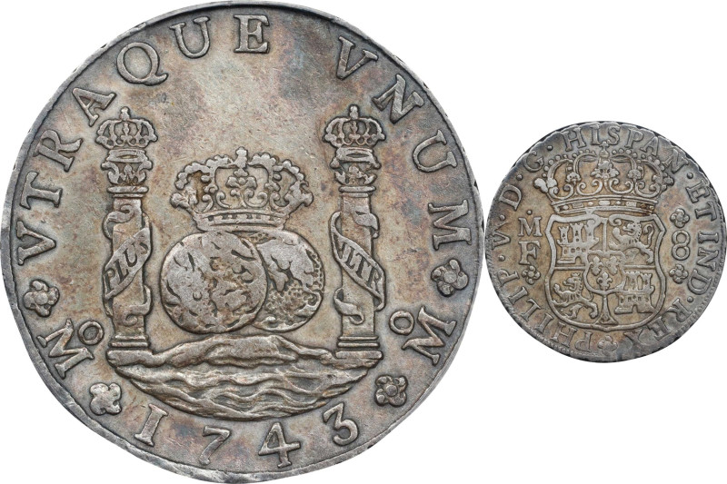 MEXICO. 8 Reales, 1743-Mo MF. Mexico City Mint. Philip V. PCGS EF-45.
KM-103, C...