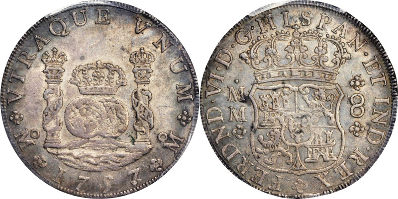 MEXICO. 8 Reales, 1757/6-Mo MM. Mexico City Mint. Ferdinand VI. PCGS AU-55.
KM-...