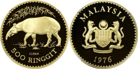 MALAYSIA. 500 Ringgit, 1976. Llantrisant Mint. Agong VI. NGC PROOF-69 Ultra Cameo.
Fr-4; KM-21. Wildlife Conservation series: Malayan tapir. AGW: 0.9...