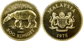 MALAYSIA. 500 Ringgit, 1976. Llantrisant Mint. Agong VI. NGC MS-67.
Fr-4; KM-21. Wildlife Conservation series: Malayan tapir. AGW: 0.9675 oz. Mintage...