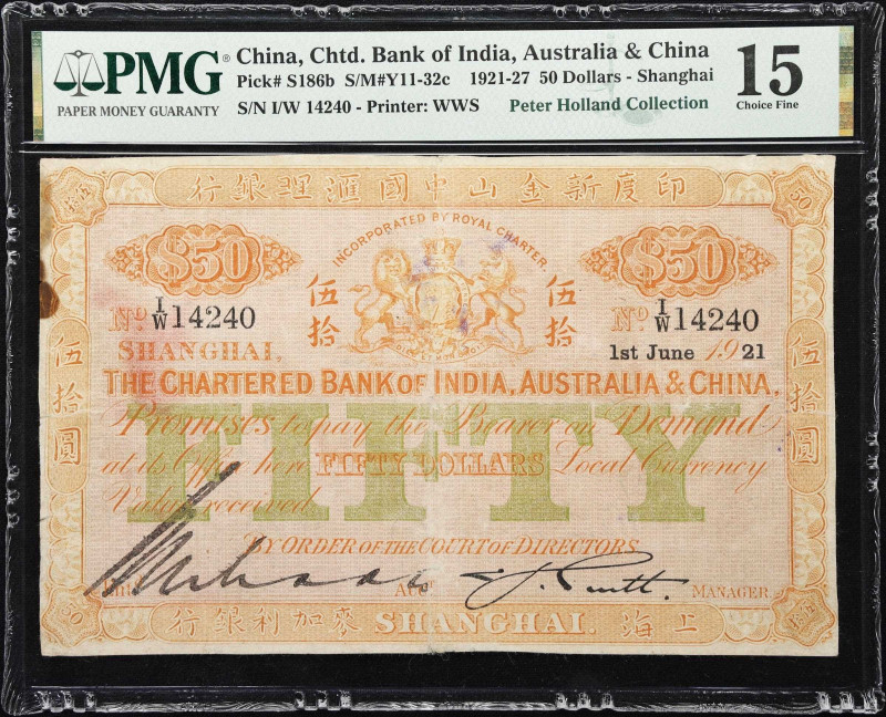 (t) CHINA--FOREIGN BANKS. Chartered Bank of India, Australia & China. 50 Dollars...