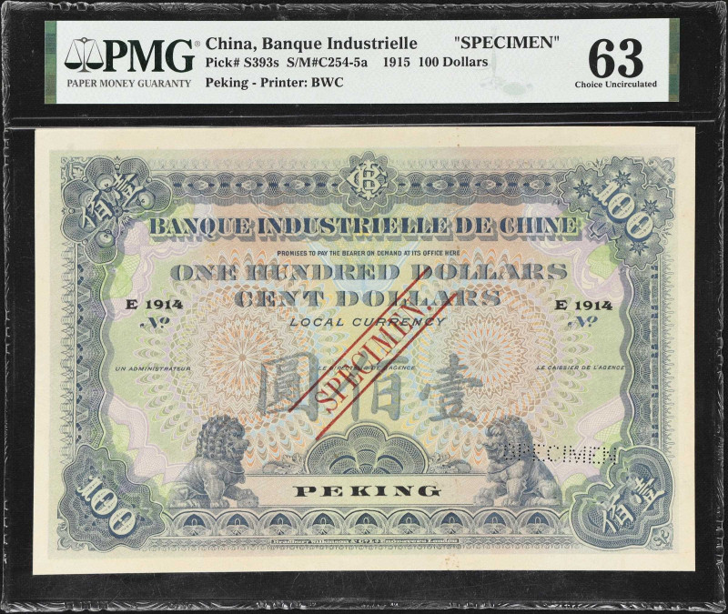 (t) CHINA--FOREIGN BANKS. Banque Industrielle de Chine. 100 Dollars, 1914. P-S39...