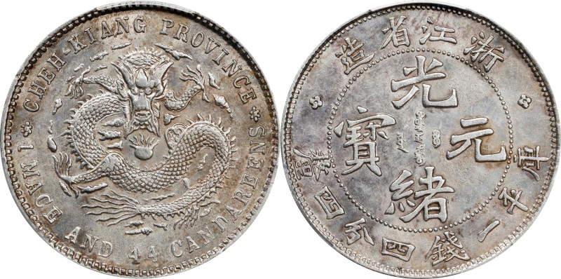 (t) CHINA. Chekiang. 1 Mace 4.4 Candareens (20 Cents), ND (1898-99). Hangchow Mi...