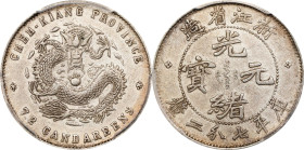 CHINA. Chekiang. 7.2 Candareens (10 Cents), ND (1898-99). Hangchow Mint. Kuang-hsu (Guangxu). PCGS Genuine--Cleaned, AU Details.
L&M-285; K-122; KM-Y...