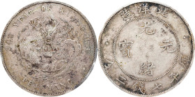 (t) CHINA. Chihli (Pei Yang). 7 Mace 2 Candareens (Dollar), Year 34 (1908). Tientsin Mint. Kuang-hsu (Guangxu). PCGS Genuine--Cleaned, EF Details.
L&...