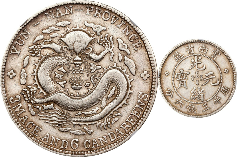 CHINA. Yunnan. 3 Mace 6 Candareens (50 Cents), ND (1908). Kunming Mint. Kuang-hs...