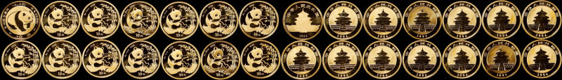 CHINA. Group of Gold 10 Yuan (14 Pieces), 1994. Panda Issues. Average Grade: GEM...