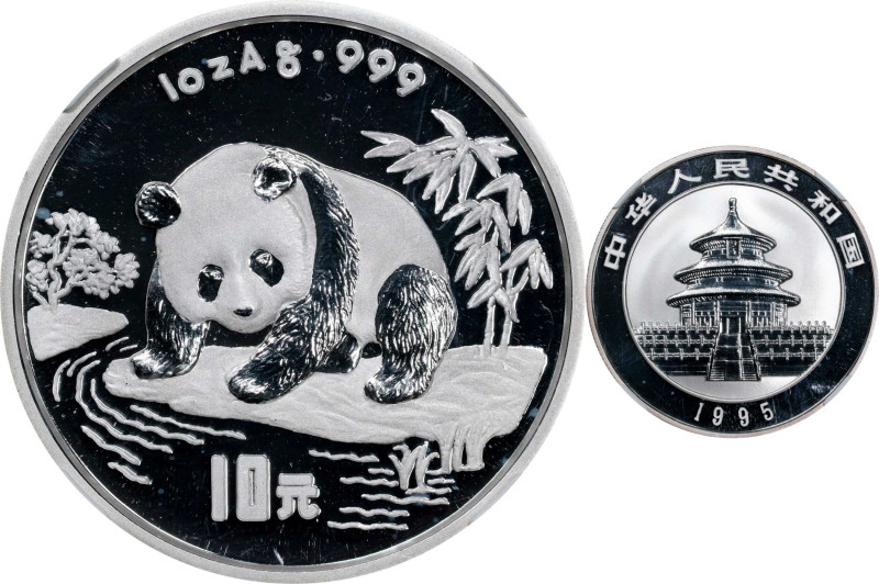 (t) CHINA. Silver 10 Yuan, 1995. Panda Series. NGC PROOF-69 Ultra Cameo.
KM-723...