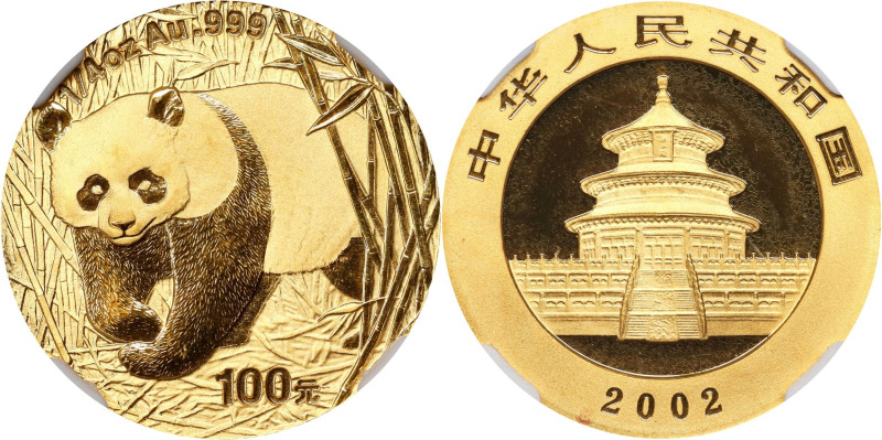 CHINA. Gold 100 Yuan, 2002. Panda Series. NGC MS-69.
Fr-B16; KM-1458; PAN-351A....