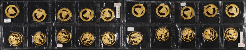 CHINA. Group of Gold 100 Yuan (10 Pieces), 2005. Panda Series. Average Grade: GE...