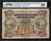 HONG KONG (SAR). Chartered Bank of India, Australia & China. 10 Dollars, 1.8.1929. P-50. KNB26. PMG Very Fine 20.
Serial number N/B 1079477. Purple, ...