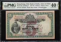 (t) HONG KONG (SAR). Chartered Bank of India, Australia & China. 5 Dollars, 28.10.1941. P-54b. KNB33g. PMG Extremely Fine 40 EPQ.
Serial number S/F 1...