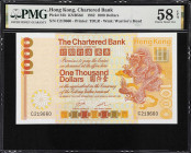 (t) HONG KONG (SAR). The Chartered Bank. 1000 Dollars, 1.1.1982. P-81b. KNB56d. PMG Choice About Uncirculated 58 EPQ.
Serial number C219660. A decent...