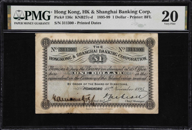 (t) HONG KONG (SAR). The HongKong & Shanghai Banking Corporation. 1 Dollar, 18.1...