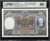 A Top Pop Jackson $500 Colour Trial 
(t) HONG KONG (SAR). Hongkong & Shanghai Banking Corporation. 500 Dollars, ND (1935-69). P-179cts. KNB71CT. Colo...