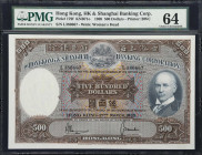 (t) HONG KONG (SAR). Hong Kong & Shanghai Banking Corporation. 500 Dollars, 27.3.1969. P-179f. KNB71o. PMG Choice Uncirculated 64.
Serial number L380...