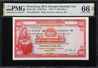 (t) HONG KONG (SAR). Hong Kong & Shanghai Banking Corporation. 100 Dollars, 1.4.1970. P-183c. KNB70n. PMG Gem Uncirculated 66 EPQ.
Serial number 4426...