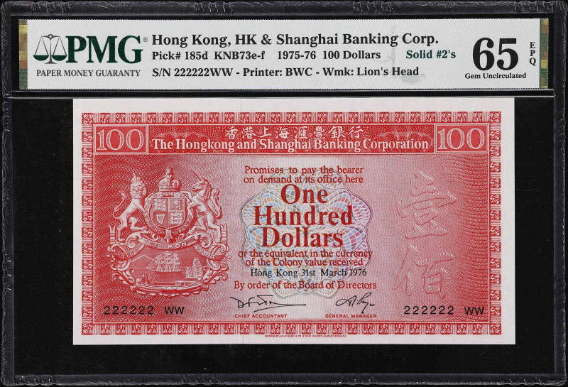 (t) HONG KONG (SAR). The HongKong & Shanghai Banking Corporation. 100 Dollars, 3...