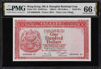 (t) HONG KONG (SAR). The HongKong & Shanghai Banking Corporation. 100 Dollars, 31.3.1981. P-187c. KNB74e. Solid #6's. PMG Gem Uncirculated 66 EPQ.
So...