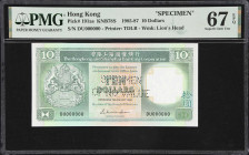 (t) HONG KONG (SAR). Hong Kong & Shanghai Banking Corporation. 10 Dollars, 1.1.1986. P-191as. KNB78S. Archival Specimen. PMG Superb Gem Uncirculated 6...