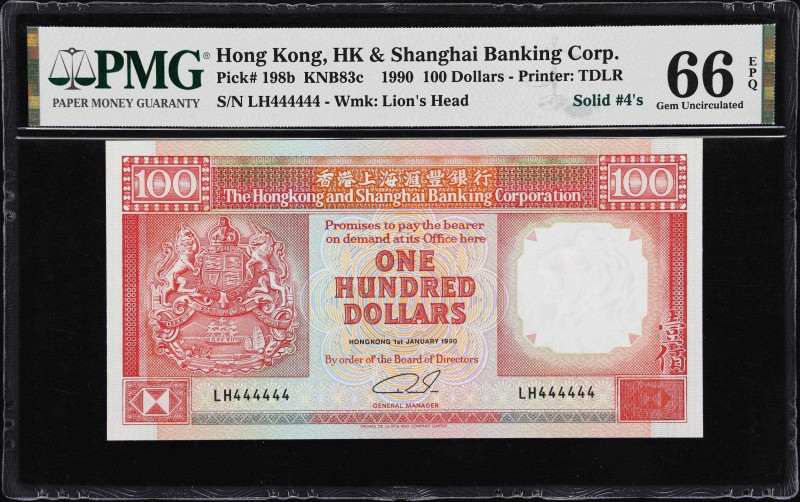 (t) HONG KONG (SAR). The HongKong & Shanghai Banking Corporation. 100 Dollars, 1...