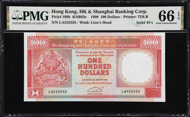 (t) HONG KONG (SAR). The HongKong & Shanghai Banking Corporation. 100 Dollars, 1...