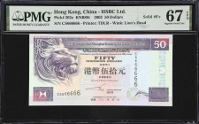 (t) HONG KONG (SAR). Hong Kong & Shanghai Banking Corporation Limited. 50 Dollars, 1.1.2002. P-202e. KNB88t. Solid #6's. PMG Superb Gem Uncirculated 6...