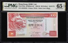(t) HONG KONG (SAR). The HongKong & Shanghai Banking Corporation. 100 Dollars, 1.1.1993. P-203a. KNB89b. Solid #2's. PMG Gem Uncirculated 65 EPQ.
Sol...