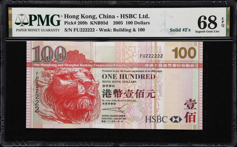 (t) HONG KONG (SAR). The HongKong & Shanghai Banking Corporation. 100 Dollars, 1...