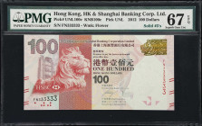 (t) HONG KONG (SAR). Hong Kong & Shanghai Banking Corporation. 100 Dollars, 1.1.2012. P-Unlisted. KNB100c. Solid #3's. PMG Superb Gem Uncirculated 67 ...