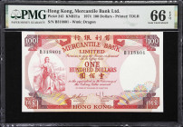 (t) HONG KONG (SAR). Lot of (2). Mercantile Bank Limited. 100 Dollars, 4.11.1974. P-245. KNB21a. Consecutive. PMG Gem Uncirculated 66 EPQ & Superb Gem...