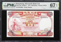 (t) HONG KONG (SAR). Lot of (2). Mercantile Bank Limited. 100 Dollars, 4.11.1974. P-245. KNB21a. Consecutive. PMG Superb Gem Uncirculated 67 EPQ.
Ser...