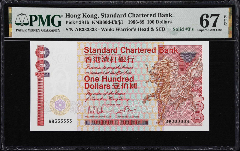 (t) HONG KONG (SAR). Standard Chartered Bank. 100 Dollars, 1.1.1986. P-281b. KNB...