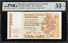 (t) HONG KONG (SAR). Lot of (2). Standard Chartered Bank. 1000 Dollars, 1992-93. P-283d & 289a. PMG About Uncirculated 53 EPQ & Gem Uncirculated 66 EP...