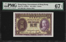 A Highly Popular 1935 George V 1 Dollar in 67-EPQ
(t) HONG KONG. Government of Hong Kong. 1 Dollar, ND (1935). P-311. KNB1a. PMG Superb Gem Uncircula...