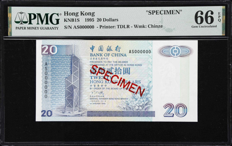 HONG KONG (SAR). Bank of China. 20 Dollars, 1.1.1995. P-Unlisted. KNB1S. Specime...