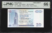 A Phenomenal Archival Specimen of the 1995 Bank of China 20 Dollars
(t) HONG KONG (SAR). Bank of China. 20 Dollars, 1.1.1995. P-Unlisted. KNB1d. Arch...