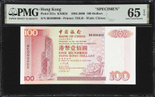 An Exquisitely Rare 1995 Bank of China 100 Dollar Specimen
(t) HONG KONG (SAR). Bank of China. 100 Dollars, 1.1.1995. P-331s. KNB3S. Archival Specime...