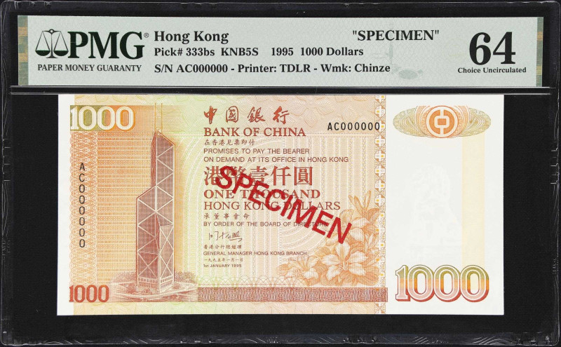 A Magnificent 1995 Bank of China 1000 Dollar Specimen
(t) HONG KONG (SAR). Bank...