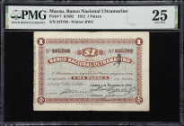 MACAU (SAR). Lot of (2). Banco Nacional Ultramarino. 1 Pataca, 1.1.1912. P-7 & 7x. KNB1. Issued and Contemporary Forgery. PMG Very Good 8 Net to Very ...